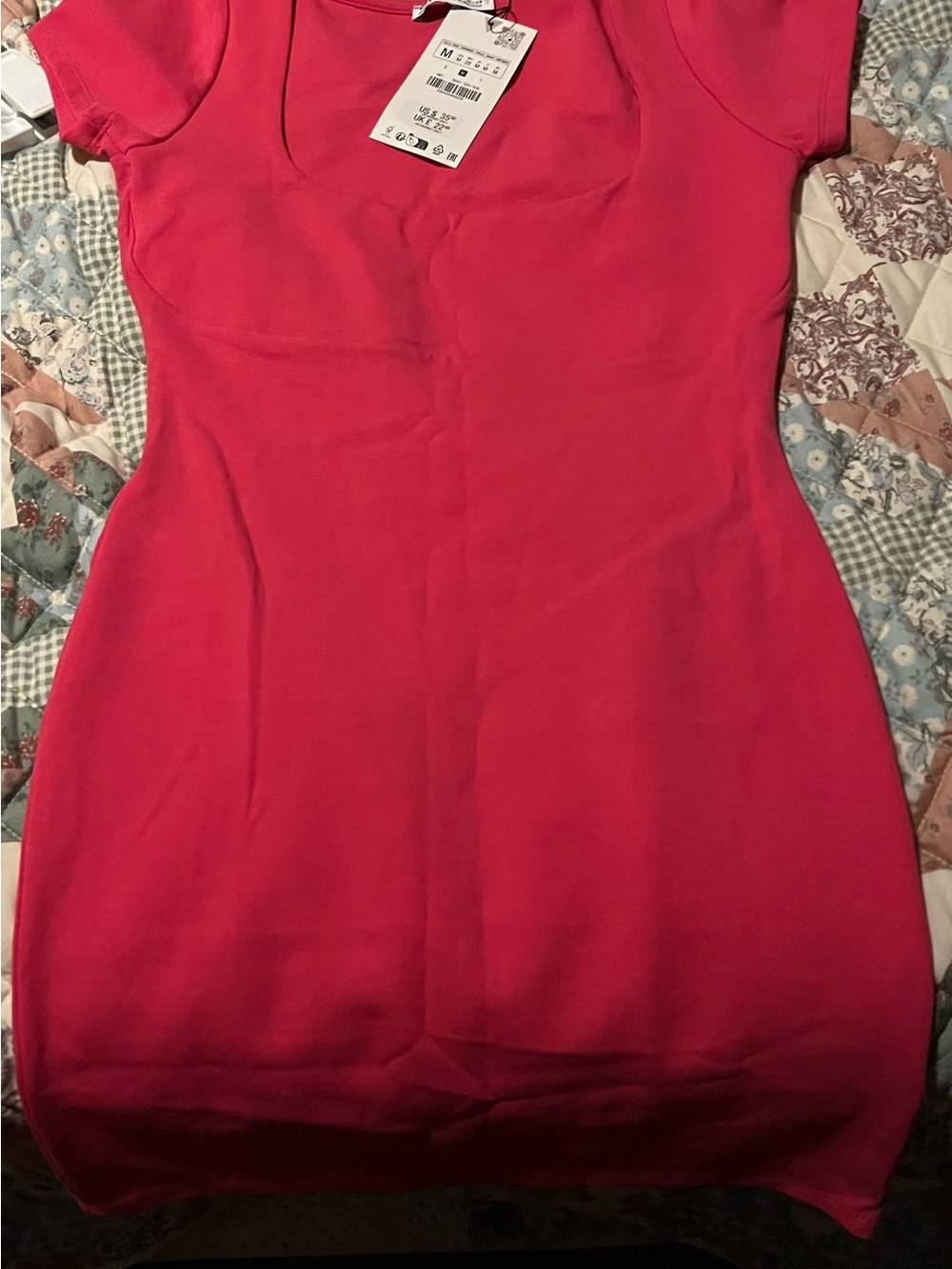 Zara Hot Pink Short Sleeve Mini Dress